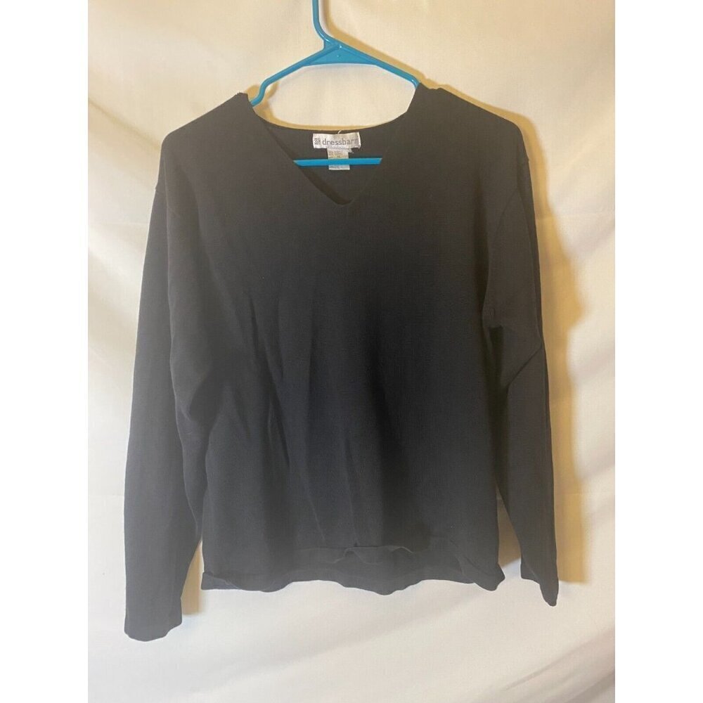 Gothic Scandi Women’s SXL black V-neck sweater long sleeve top Normcore Basic
